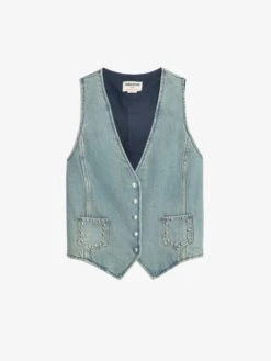 Zadig & Voltaire Gillier Denim Vest Light Blue -Zadig & Voltaire Clothing WWOW01679 LIGHT BLUE PACKSHOT 6862872a43ef4
