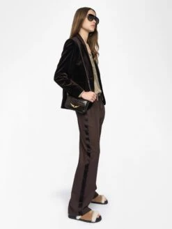Zadig & Voltaire Poma Pants Dark Chocolate -Zadig & Voltaire Clothing WWPA01878 DARK CHOCOLATE ADDI 3 684854a519a7f