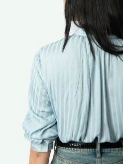 Zadig & Voltaire Tink Emerald Green Satin Blouse Mist -Zadig & Voltaire Clothing WWSH00021 MIST HOVER 67b746321f485