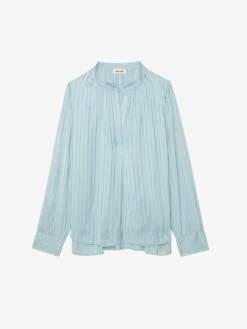 Zadig & Voltaire Tink Emerald Green Satin Blouse Mist -Zadig & Voltaire Clothing WWSH00021 MIST PACKSHOT 67e2cdb33c19c
