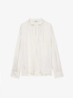 Zadig & Voltaire Tink Emerald Green Satin Blouse Pearly -Zadig & Voltaire Clothing WWSH00021 PEARLY PACKSHOT 6763e443c270c