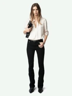 Zadig & Voltaire Tink Emerald Green Satin Blouse Pearly