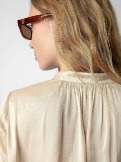 Zadig & Voltaire Tink Emerald Green Satin Blouse Scout -Zadig & Voltaire Clothing WWSH00021 SCOUT ADDI 1