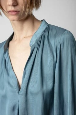 Zadig & Voltaire Tink Emerald Green Satin Blouse Tonnerre -Zadig & Voltaire Clothing WWSH00021 TONNERRE 4