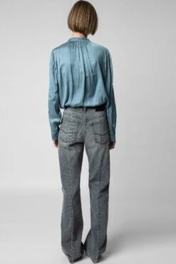 Zadig & Voltaire Tink Emerald Green Satin Blouse Tonnerre -Zadig & Voltaire Clothing WWSH00021 TONNERRE 5