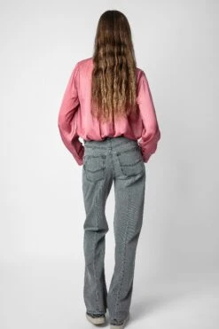 Zadig & Voltaire Tink Emerald Green Satin Blouse Vieux Rose -Zadig & Voltaire Clothing WWSH00021 VIEUX ROSE 5