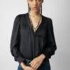 Zadig & Voltaire Telia Blouse Black 1 Zadig & Voltaire Telia Blouse Black -Zadig & Voltaire Clothing WWSH00470 NOIR 2