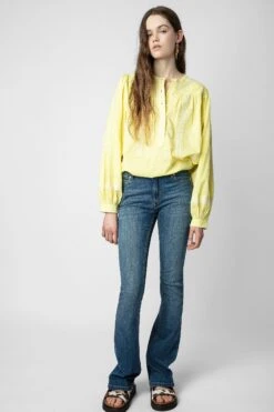 Zadig & Voltaire Tigy Oversized Cotton Blouse Zeste -Zadig & Voltaire Clothing WWSH00498 ZESTE 3