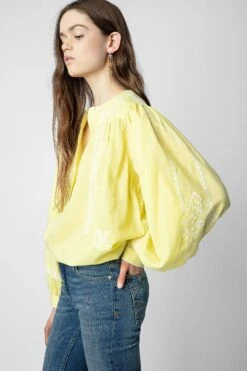Zadig & Voltaire Tigy Oversized Cotton Blouse Zeste -Zadig & Voltaire Clothing WWSH00498 ZESTE 4