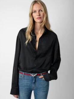 Zadig & Voltaire Tyrone Satin Shirt Black -Zadig & Voltaire Clothing WWSH00558 NOIR ADDI 7