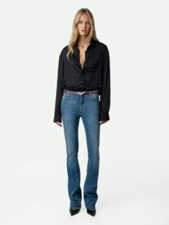 Zadig & Voltaire Tyrone Satin Shirt Black -Zadig & Voltaire Clothing WWSH00558 NOIR HOVER