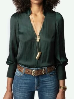 Zadig & Voltaire Tinous Satin Shirt Peaks -Zadig & Voltaire Clothing WWSH00572 PEAKS HOVER 6683f4f867d73