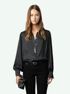 Zadig & Voltaire Trenta Satin Blouse Black -Zadig & Voltaire Clothing WWSH00583 NOIR ADDI 1 6698cd832aad5