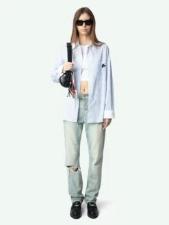 Zadig & Voltaire Morning Striped Poplin Shirt Mist