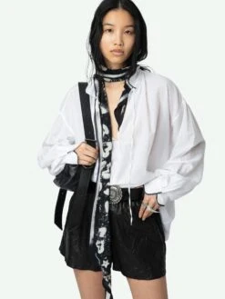 Zadig & Voltaire Troene Oversized Cotton Blouse Judo -Zadig & Voltaire Clothing WWSH02206 JUDO ADDI 2 67bed78bdecb2