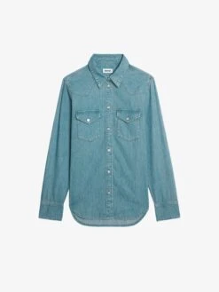 Zadig & Voltaire Thelma Women's Western Denim Shirt Light Blue -Zadig & Voltaire Clothing WWSH02211 LIGHT BLUE PACKSHOT 6811e73097e32