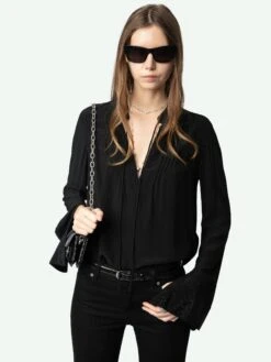 Zadig & Voltaire Taika Blouse Black -Zadig & Voltaire Clothing WWSH02217 BLACK ADDI 1 675ff7c8593d5