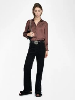 Zadig & Voltaire Thely Satin Shirt Burgundy -Zadig & Voltaire Clothing WWSH02226 BURGUNDY ADDI 1 687df7be3ad20