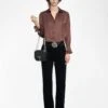 Zadig & Voltaire Thely Satin Shirt Burgundy -Zadig & Voltaire Clothing WWSH02226 BURGUNDY SHOOTING 687df5e878423
