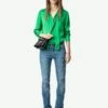 Zadig & Voltaire Tulba Satin Shirt Gazon -Zadig & Voltaire Clothing WWSH02229 GAZON SHOOTING 6760568012ecb