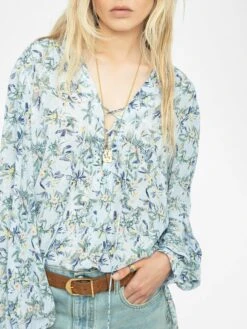 Zadig & Voltaire Tamela Floral Tunic Blouse Cloud 12 Zadig & Voltaire Tamela Floral Tunic Blouse Cloud -Zadig & Voltaire Clothing WWSH02237 CLOUD HOVER 6811276d027dd