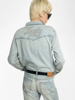Zadig & Voltaire Saby Denim Shirt Light Blue -Zadig & Voltaire Clothing WWSH02275 LIGHT BLUE ADDI 3 685e8eca3ae39