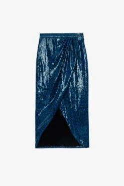Zadig & Voltaire Jamelia Sequins Skirt Azur -Zadig & Voltaire Clothing WWSK00342 AZUR