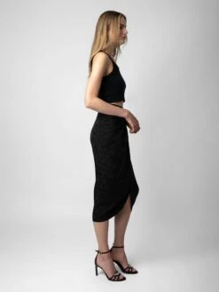 Zadig & Voltaire Jamelia Jacquard Skirt Black -Zadig & Voltaire Clothing WWSK00363 NOIR ADDI 1 1