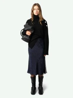 Zadig & Voltaire Jayla Leopard Silk Jacquard Skirt Encre