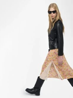 Zadig & Voltaire Jayla Womens Floral Midi Skirt Ecru -Zadig & Voltaire Clothing WWSK01624 ECRU HOVER 683701507b5d4