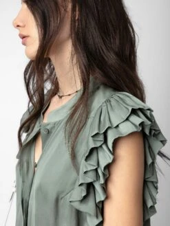 Zadig & Voltaire Tiza Satin Top Treillis -Zadig & Voltaire Clothing WWTO00197 TREILLIS ADDI 1