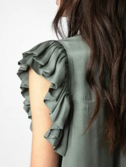 Zadig & Voltaire Tiza Satin Top Treillis -Zadig & Voltaire Clothing WWTO00197 TREILLIS ADDI 2