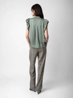 Zadig & Voltaire Tiza Satin Top Treillis -Zadig & Voltaire Clothing WWTO00197 TREILLIS BACK