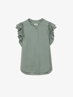 Zadig & Voltaire Tiza Satin Top Treillis -Zadig & Voltaire Clothing WWTO00197 TREILLIS PACKSHOT