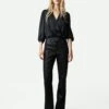 Zadig & Voltaire Tyfon Satin Top Black -Zadig & Voltaire Clothing WWTO00213 NOIR SHOOTING 1