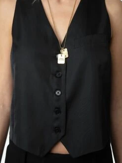 Zadig & Voltaire Emaux Satin Vest Black -Zadig & Voltaire Clothing WWTO00225 NOIR HOVER 66262d41128c8