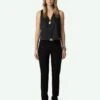 Zadig & Voltaire Emaux Satin Vest Black