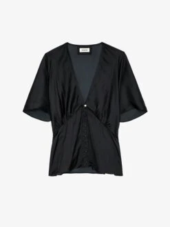 Zadig & Voltaire Thodri Satin Top Black -Zadig & Voltaire Clothing WWTO00227 NOIR PACKSHOT 6694ec8eebf83