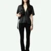 Zadig & Voltaire Thodri Satin Top Black -Zadig & Voltaire Clothing WWTO00227 NOIR SHOOTING 668d02f723a6f