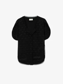 Zadig & Voltaire Tiffiny Wings Silk Jacquard Top Black -Zadig & Voltaire Clothing WWTO00233 NOIR PACKSHOT 668bb2a9a5226