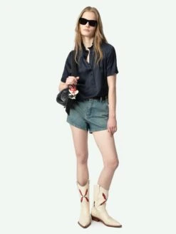 Zadig & Voltaire Topher Satin Top Encre -Zadig & Voltaire Clothing WWTO01960 ENCRE ADDI 1 67b75ab5d7796