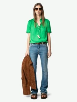 Zadig & Voltaire Topher Satin Top Gazon