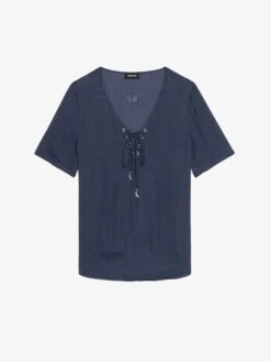 Zadig & Voltaire Terzo Satin V Neck Top Encre -Zadig & Voltaire Clothing WWTO01989 ENCRE PACKSHOT 6836ca3334197