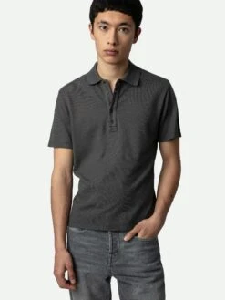Zadig & Voltaire Dimitri Polo Shirt Carbone -Zadig & Voltaire Clothing jmts00592 carbone hover