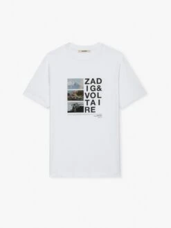 Zadig & Voltaire Ted Photoprint T-shirt White -Zadig & Voltaire Clothing jmts00649 blanc packshot
