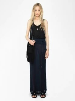 Zadig & Voltaire Giada Asymmetric Long Slit Skirt Encre