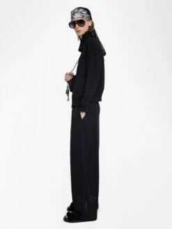 Zadig & Voltaire Milly Zip Up Sweatshirt Black -Zadig & Voltaire Clothing jwss01655 black addi 1