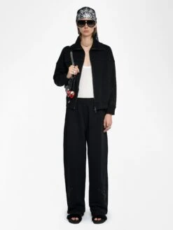 Zadig & Voltaire Milly Zip Up Sweatshirt Black -Zadig & Voltaire Clothing jwss01655 black shooting