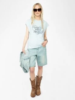 Zadig & Voltaire Cloe Rhinestone Tank Top Cloud -Zadig & Voltaire Clothing jwtt01270 cloud addi 1 modifier