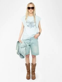 Zadig & Voltaire Cloe Rhinestone Tank Top Cloud